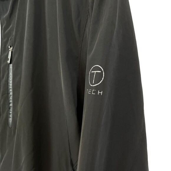 T Tech by Tumi Mens Black Full Zip Hooded Packable Jacket Windbreaker sz L - Picture 10 of 16